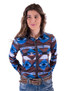 Pullover Button-Up (Brown And Blue Western Print Mid-weight Stretch Jersey)