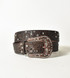 Brown Leather Rhinestone Studded Belt with Copper Rivets