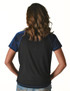 Tee with Never Give Up Embroidery (Black Lightweight Slub with Blue Shimmer Breathe Sleeves)