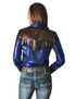 Pullover Button Up (Blue And Copper Lightweight Metallic Jersey With Fringe)