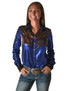 Pullover Button Up (Blue And Copper Lightweight Metallic Jersey With Fringe)