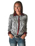 Pullover Button Up (Black And White Zebra Lightweight Satin With Red Metallic Accents)