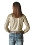 Pullover Button Up (Cream Lightweight Metallic Snakeskin Bling)