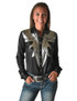 Pullover Button Up (Black And Silver Lightweight Metallic Jersey With Western Detailing)