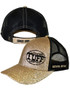 Cowgirl Tuff Trucker Cap. Champagne Shimmer with Black Embroidery