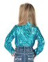 Girls Pullover Button Up (Shiny Turquoise Mid-weight)