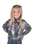 Girls Pullover Button Up (Multi-color Camo Mid-Weight Jersey Metallic)
