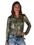 Pullover Button Up (Green Shiny Animal Print Lightweight Stretch Jersey)