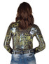 Pullover Button Up (Green Shiny Animal Print Lightweight Stretch Jersey)