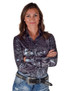 Pullover Button Up (Gray Shiny Animal Print Lightweight Stretch Jersey)