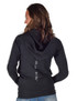 Full Zip Hoodie  (Black Mid-Weight Stretch Unlined Microfiber With Gray Printed Logos)