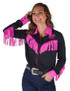 Pullover Button Up (Black And Hot Pink Breathe Lightweight Stretch Jersey With Printed Logos)