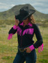 Pullover Button Up (Black And Hot Pink Breathe Lightweight Stretch Jersey With Printed Logos)