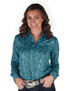 Pullover Button Up (Turquoise Metallic Snakeskin Lightweight Stretch Jersey)