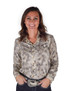 Pullover Button Up (Cream with Brown-Blue Animal Print Lightweight Stretch Jersey)