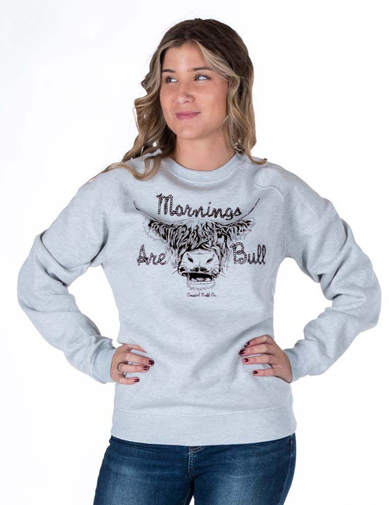 Mornings Are Bull Print Junior Crew Neck (Ash)