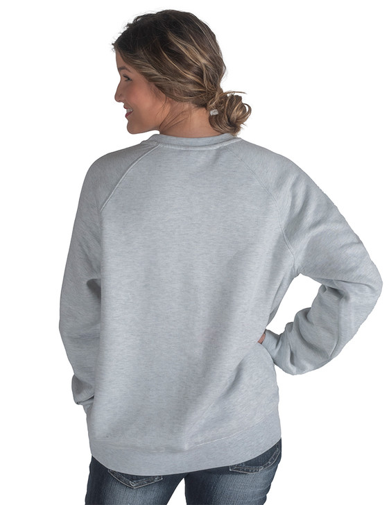 Love Never Gives Up Ladies Fit Crew Neck Sweatshirt (Ash)