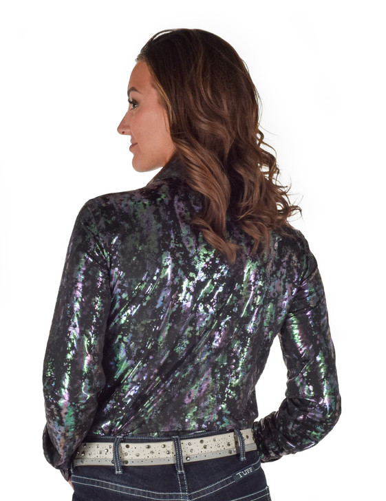 Pullover Button Up (Black with Splatter Print Lightweight Stretch Jersey)