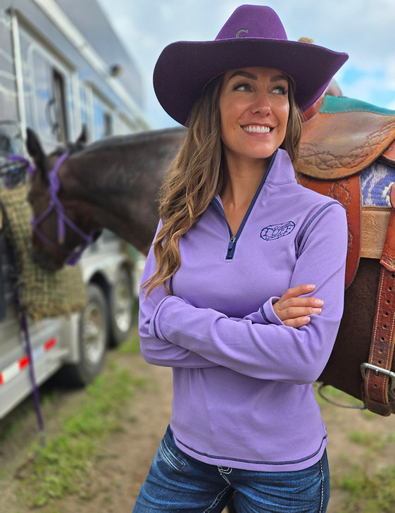 Lavendar Fleece Stretch 1/4 Cadet Zip