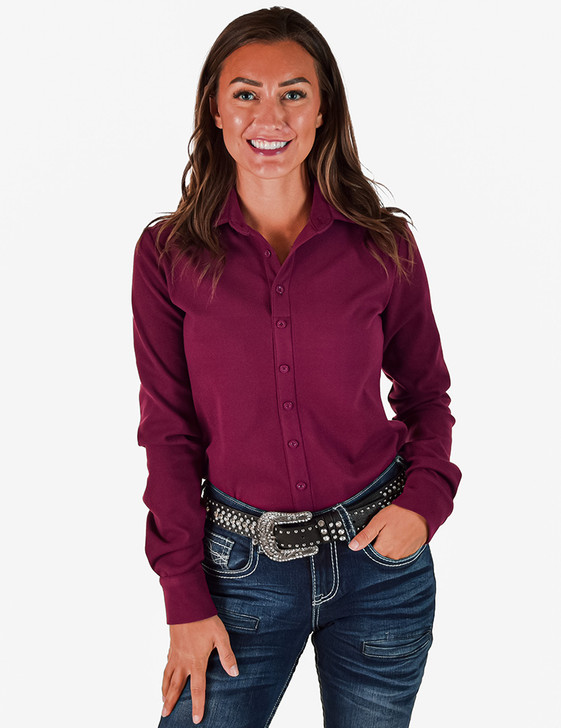 Pullover Button Up (Burgundy Fleece Heavy Weight Medium Stretch)