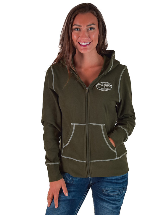 Full Zip (Olive Green Fleece Heavy Weight Medium Stretch)