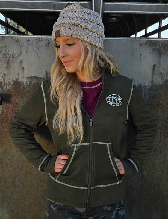 Full Zip (Olive Green Fleece Heavy Weight Medium Stretch)