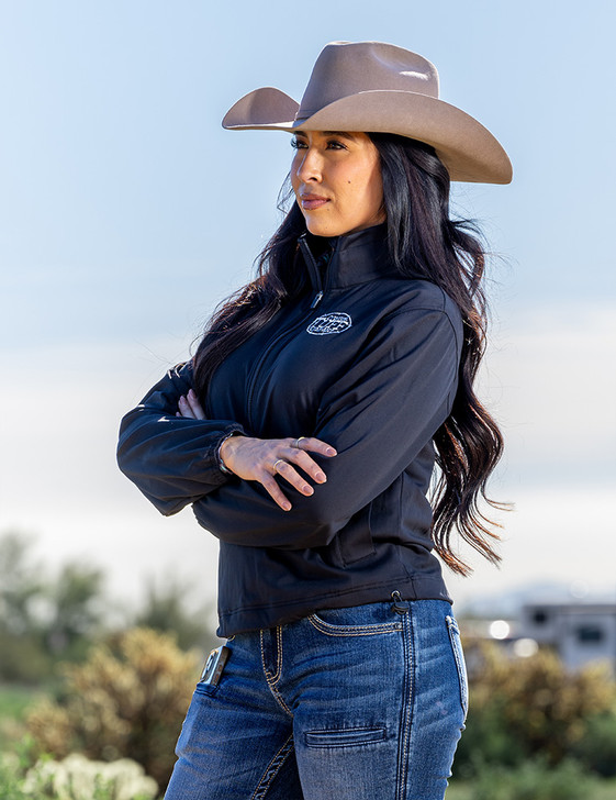 Black Athletic 1/2 Zip Cadet with pouch pocket sweatshirt white embroidered logo