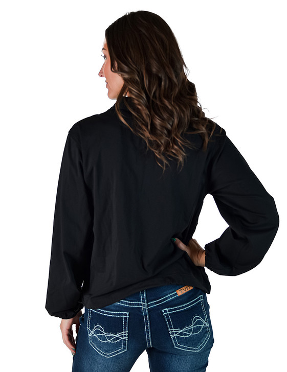 Black Athletic 1/2 Zip Cadet with pouch pocket sweatshirt white embroidered logo