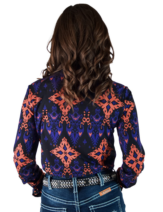 Grape, Apricot, Black Patterned Jersey Pullover Button Up Medium weight