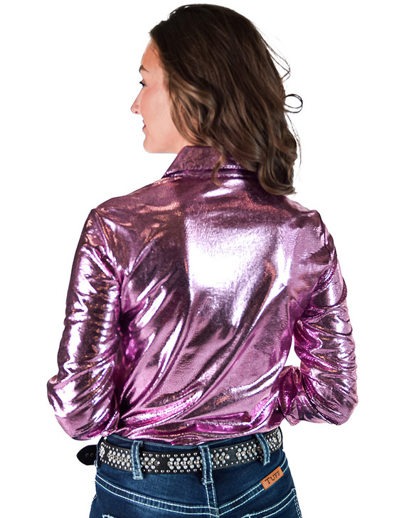 Pink Mist Foil Pullover Button Up Lightweight & Medium Stretch