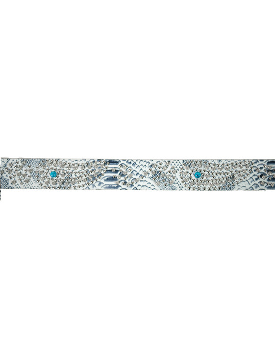 Rhinestone Studded Feather Leather Belt