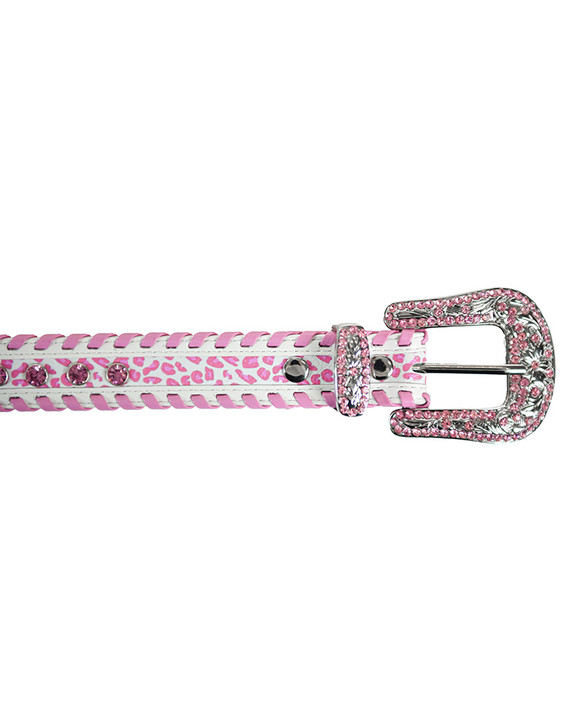KIDS Cowprint Rhinestone Belt