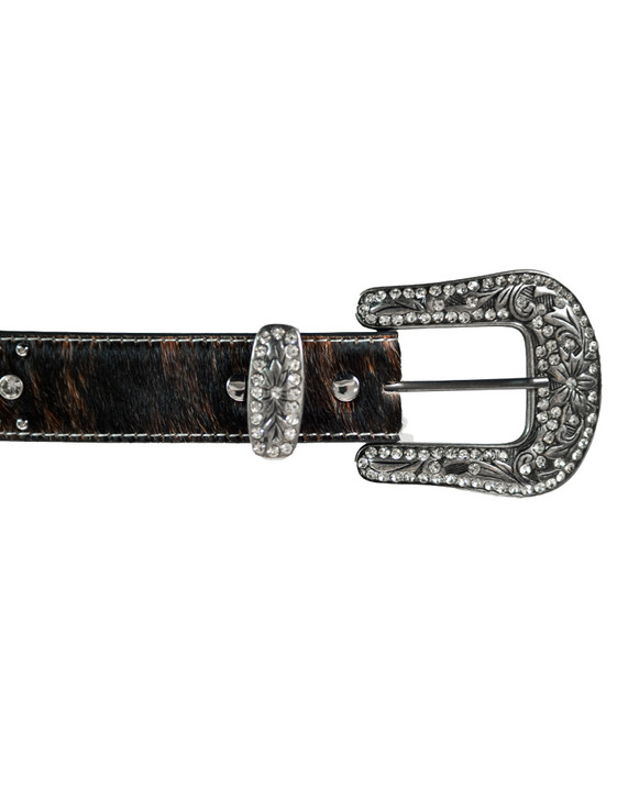 Rhinestone Leather Fur Belt