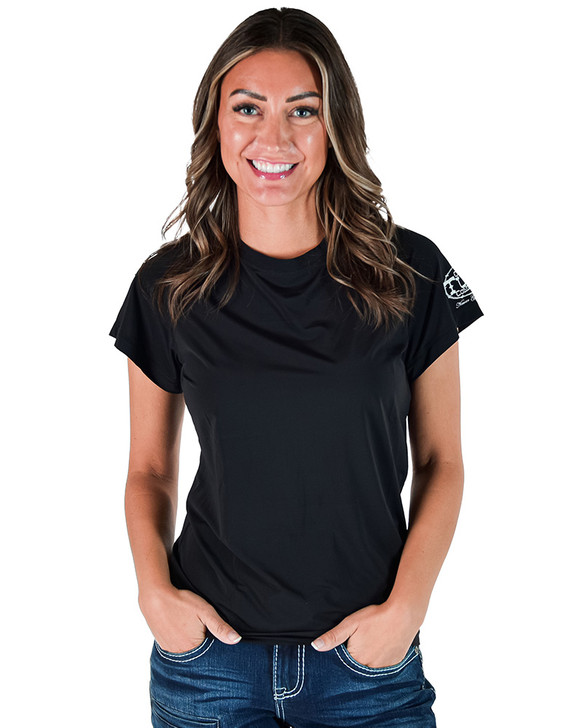 Black Short Sleeve Cooling Breathe Tee Lightweight High Stretch