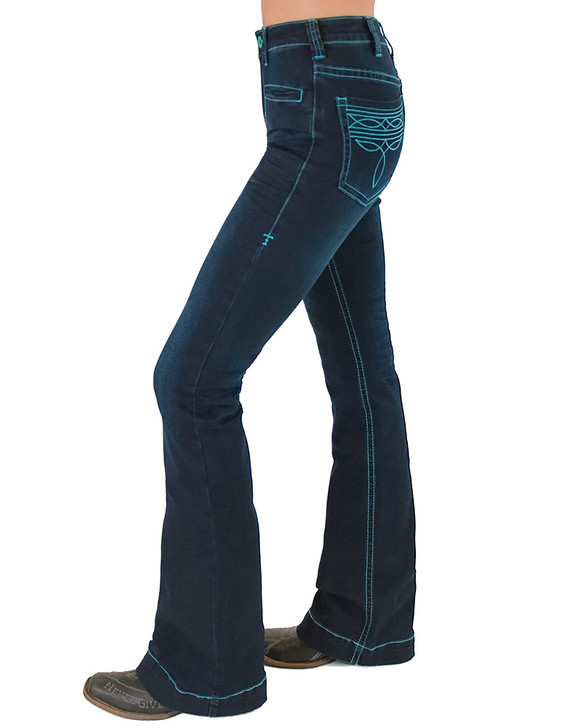Turquoise Bootstitch Trouser