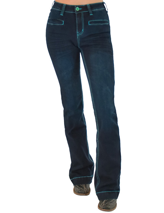 Turquoise Bootstitch Trouser