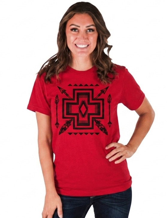Aztec print on Red Unisex T-Shirt
