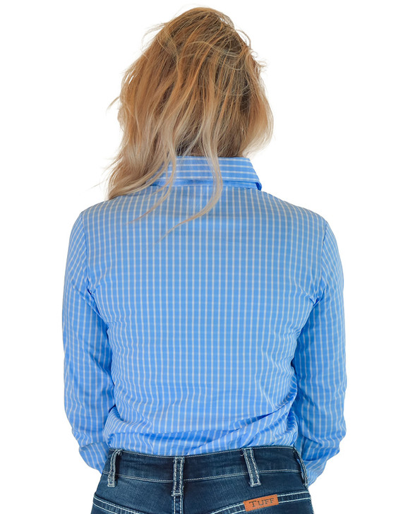 Sky Blue Structured Plaid Pullover Button Up