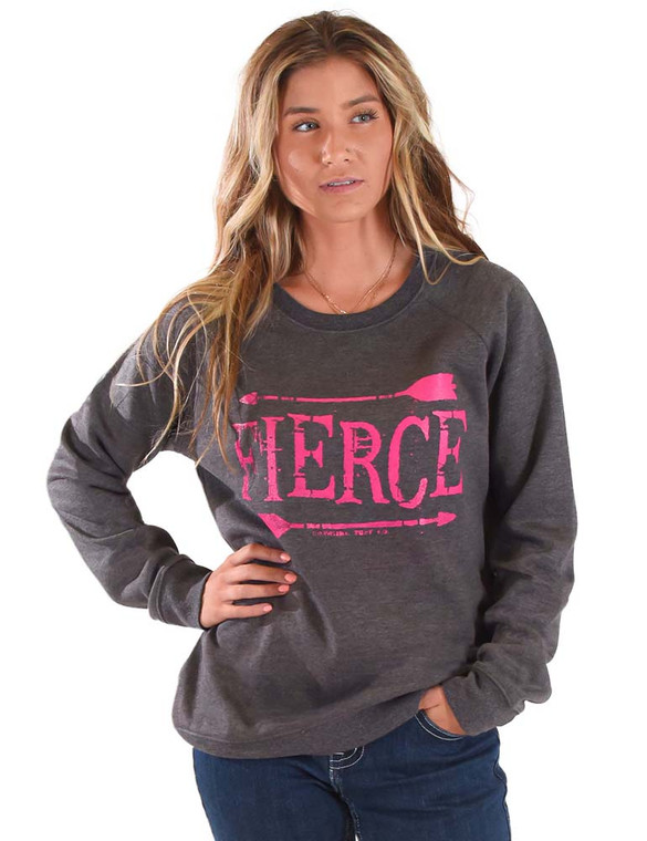 Fierce Print JUNIOR Fit Crew-Neck Sweatshirt