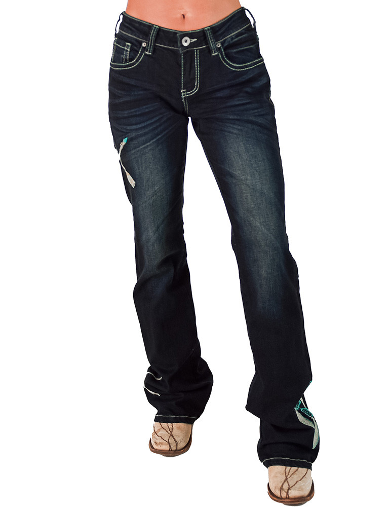 Cowgirl Tuff Jeans - Turquoise Arrows