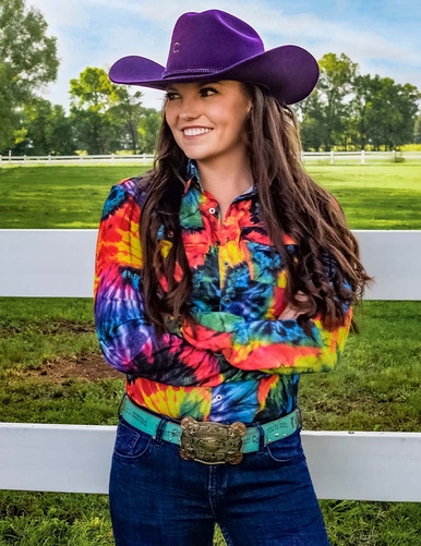 Pullover Button-Up (tie dye) - Cowgirl Tuff Co. & B. Tuff Jeans