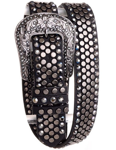 Studded Rhinestone Belt (Black) - Cowgirl Tuff Co. & B. Tuff  display picture 3