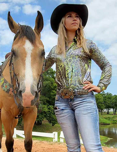 Pullover Button Up (Green Shiny Animal Print Lightweight Stretch