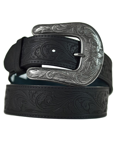 Embossed Black Leather Belt - Cowgirl Tuff Co. & B. Tuff Jeans