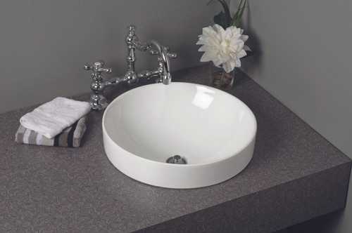 P1179 Fireclay Round Semi Drop-In Sink, Gloss White - Strom Living