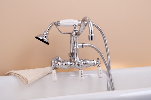 P1055 Wall Mount Faucet with Handheld Shower and Lever Handles