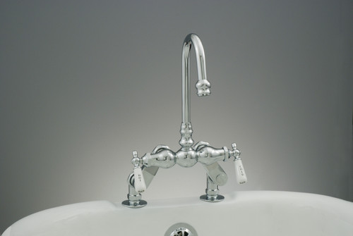 P0625 Deck Mount Faucet w/ Porcelain Lever Handles