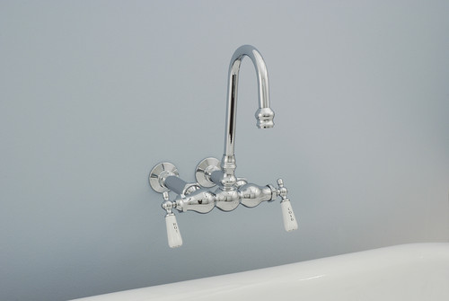 P0655 Gooseneck Faucet w/ Porcelain Lever Handles