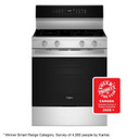 Whirlpool® 30-inch Smart Electric Range with Air Cooking Technology, WipeClean™ Coating, Steam/Self Cleaning, Rapid Preheat 5.3 CuFt Capacity YWFES7530RZ