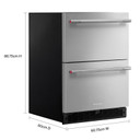 Kitchenaid® 24" Stainless Steel Undercounter Double-Drawer Refrigerator KURT524SSB